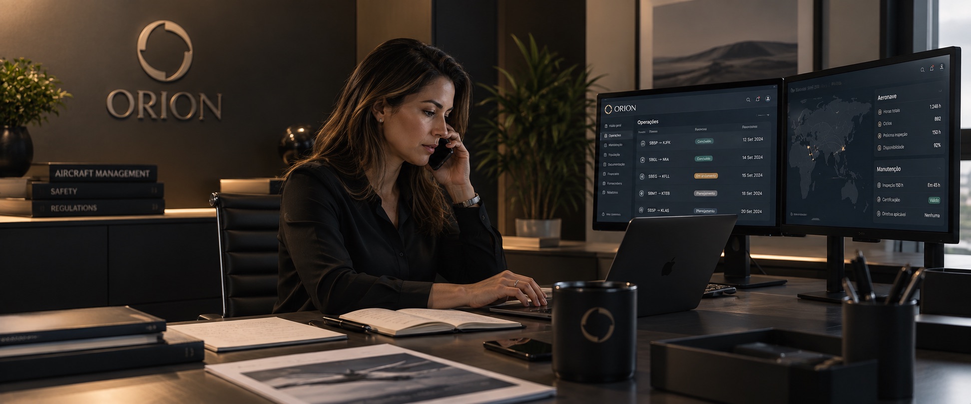 Gestora Orion coordenando a operação por telefone e sistemas de gestão